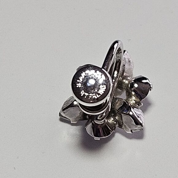 *Sale* Star Art Vintage Rhodium Plated Sterling Rhinestone Brooch Screw Back - Picture 5 of 11